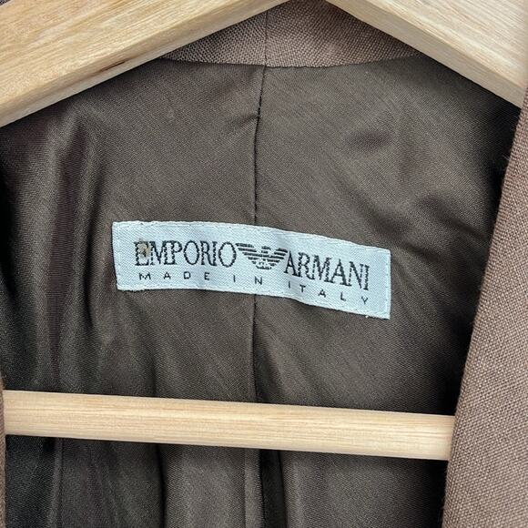 Emporio Armani 100% Linen Single Button Long Blazer Structured Italy - EU 42 - Picture 6 of 12